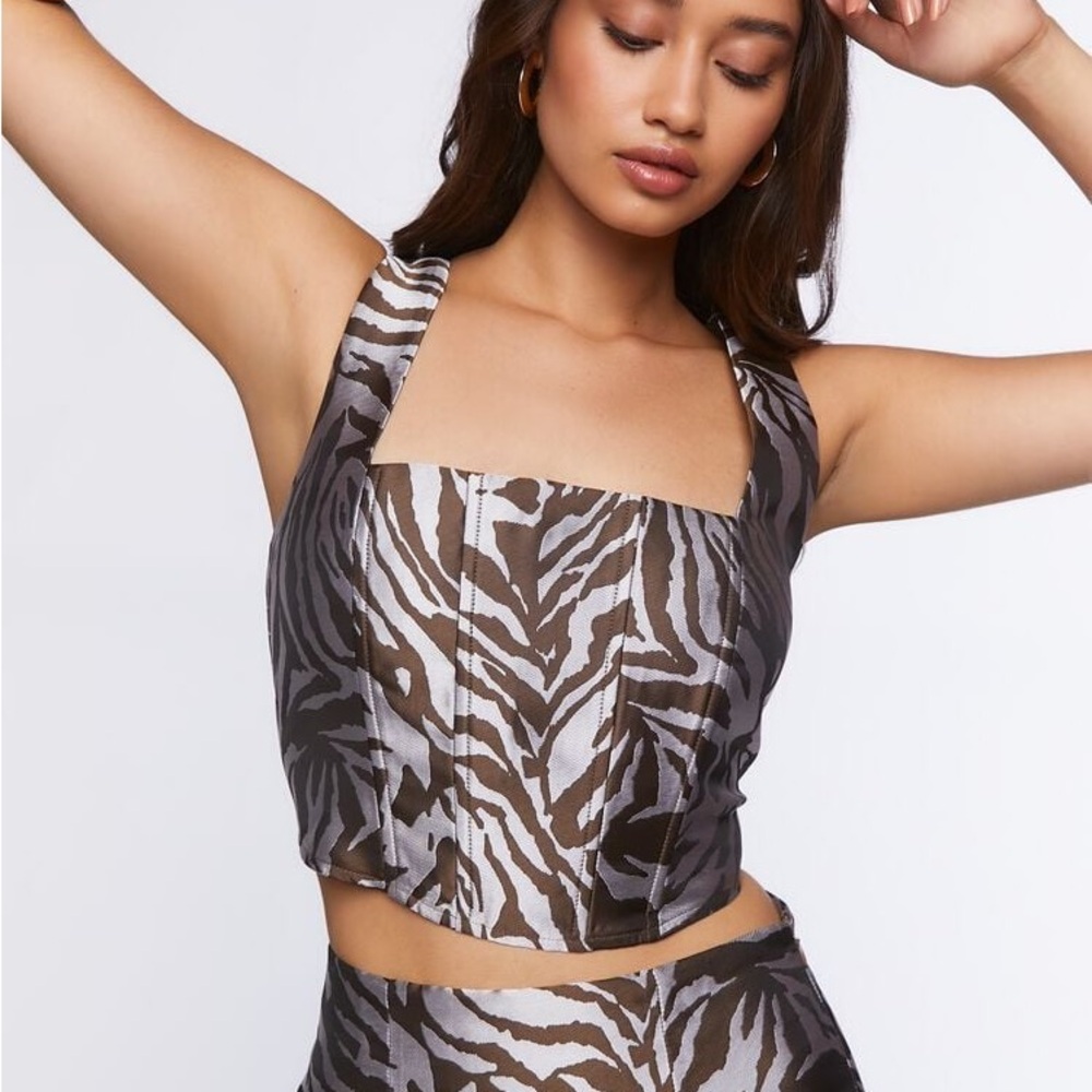 Forever21 Zebra Corset Crop Top